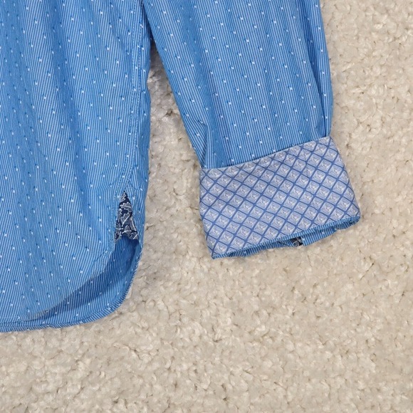 Ted Baker Endurance Shirt Mens 16.5 Blue Button Up Long Sleeve Textured Office - Picture 2 of 13